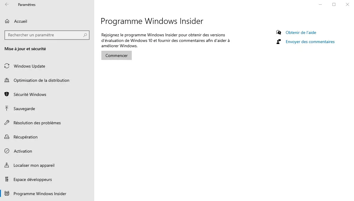 Panneau de configuration Windows
