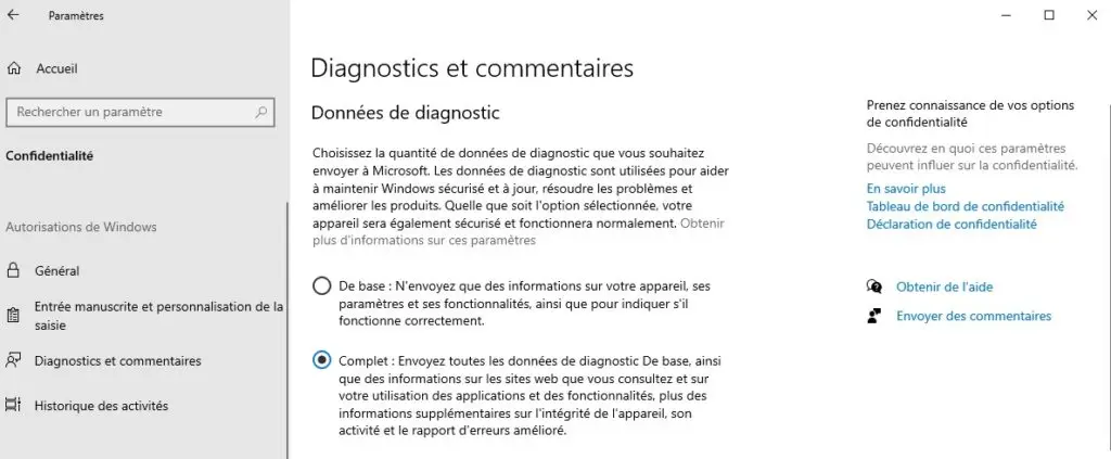 Panneau de configuration réseau Windows